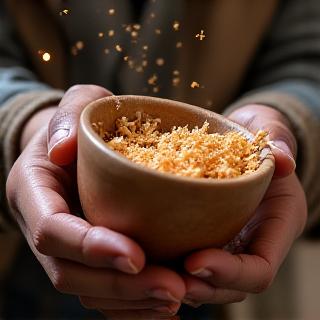 Artisan at woodturning lathe